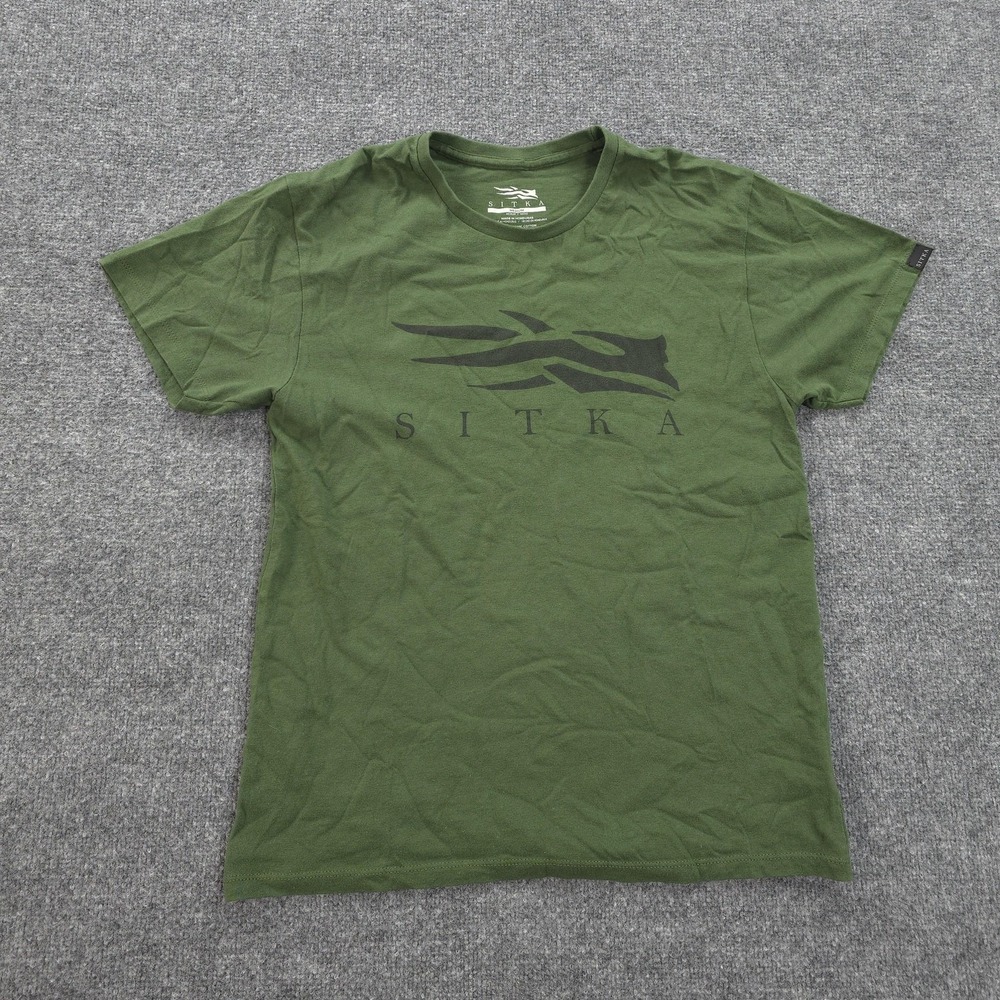 Sitka Shirt Mens Medium Green Organic Cotton Icon Graphic Logo Hunt Outdoors Tee